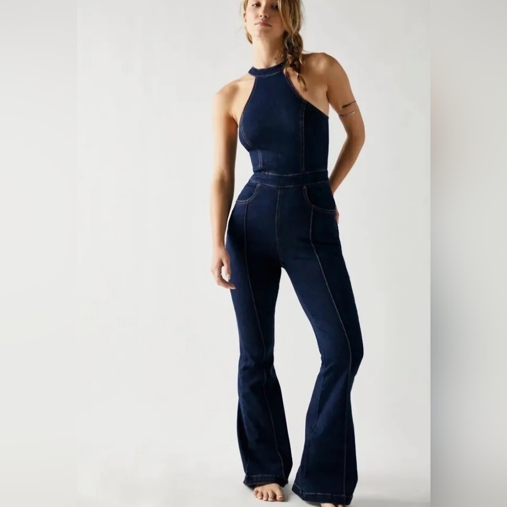 Free People WE THE FREE Crvy Sydney Denim Jumpsuit